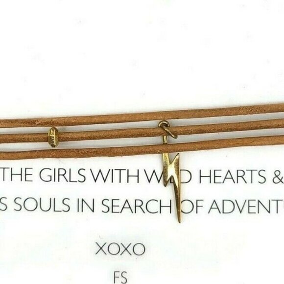 New Frasier Sterling 3 Wrap Ransom Lightning Choker Brown Leather Gold - Picture 3 of 4